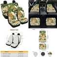 thumbnail image 4 of Yuyamidu Coconut Tree Car Seat Covers Set Flower Car Floor Mats Steering Wheel Cover Safe Belt Pads Handbrake Cover Set Coasters 15 Pack Auto Accessories, 4 of 6