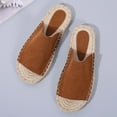 thumbnail image 6 of Anuirheih Slip on Sandals Women,Women Summer Casual Sewn Fisherman's Flat Bottomed Hand Woven Rope Bottom Slippers(Brown), 6 of 9