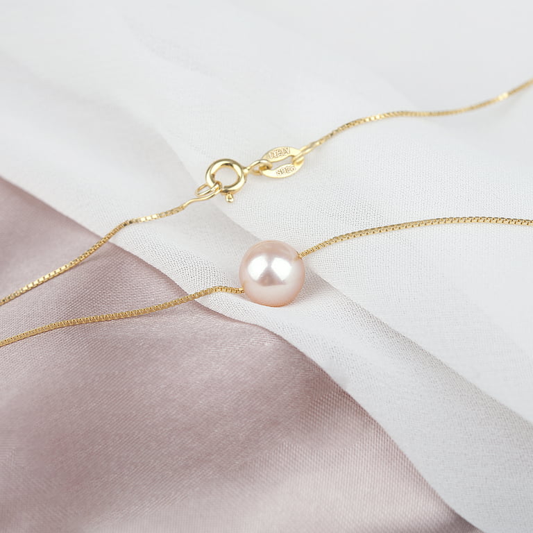 Pearl Chain Necklace, Bridesmaids Gift, Elegant Gold Rosary Chain With  Fresh Pearls ,valentines Day Gift, Gift for Wife From Husband, 