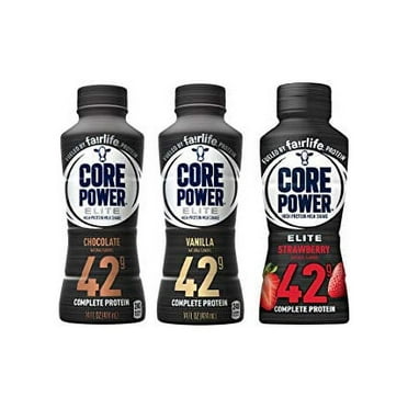 Core Power Elite High Protein Shake, 3 Flavor Variety - Chocolate, Vanilla, and Strawberry, 14 Fl Oz Bottles (Pack of 12)