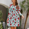 thumbnail image 3 of Fall Dresses for Women 2024, Ladybugs And Flowers 1 Womens Fall Dresses Long Sleeve Casual Tie Waist Clothes, Womens Fall Fashion 2024 Midi  Dresses Outfits with Pocket, 3 of 6
