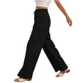 thumbnail image 4 of Lzobxe Pants for Women Wide Leg Linen Summer Casual Palazzo Flowy with Pocket Drawstring Loose Lightweight,Sizes S-4XL, 4 of 7
