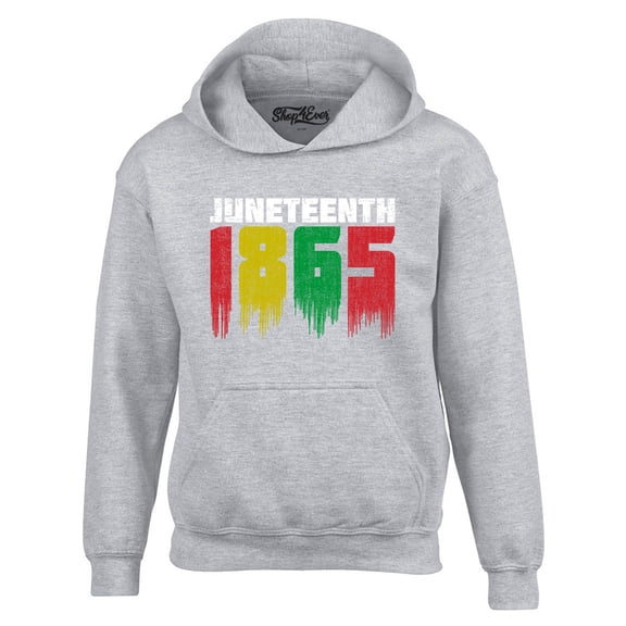 Shop4Ever Men's Juneteenth 1865 Dripping June 19th Hooded Sweatshirt Hoodie X-Large Sports Grey