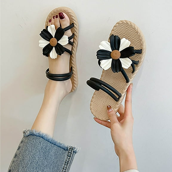 BONIXOOM Sandals Women Comfortable Clearance Fall Slip-On None Casual Fashion Shoes for Women Black Size 5.5