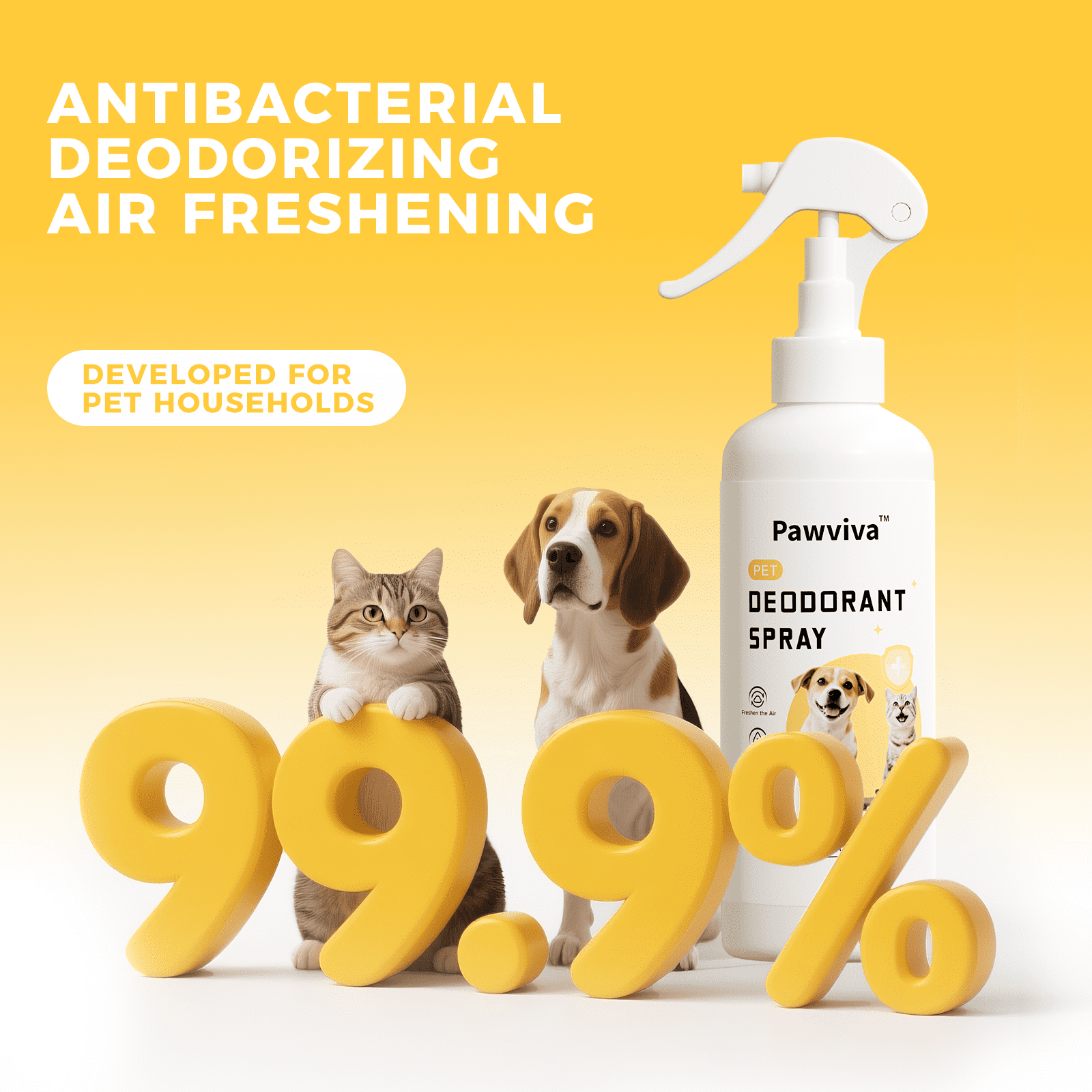 Pawviva Pet Deodorant Spray, 300ml - Odor Eliminator & Freshener for Dogs, Cats & Small Pets, Safe for Home, Furniture & Litter Boxes, Long-Lasting Pet Odor Remover Spray