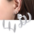 thumbnail image 1 of Fiudx Pendientes Curvos, Elegante Diseño de Tres Capas, Impresionante Incrustación de Circonitas, Cómodos para Usar Todo El Día, Perfectos para Regalar, Accesorio de Moda para Mujeres de Todas Las Ed, 1 of 3