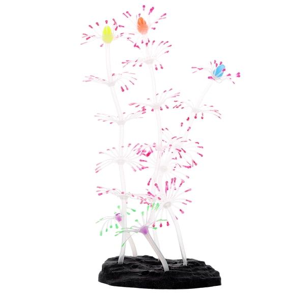 BESTYASH Glowing Coral Shape Fish Decorations with Red Plastic and Silicone, 1 Piece Aquarium Ornament