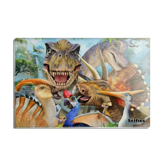 Dinosaur Jurassic Selfie T-Rex Triceratops Brontosaurus Pterodactyl Parasaurolophus Rectangle Acrylic Fridge Refrigerator Magnet