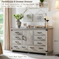 thumbnail image 2 of OKD Farmhouse 8 Drawer Dresser for Bedroom with Adjustable Shelf, Wood Long Chest of Drawers with Thick Plank Styling, Rustic Large Closet Dresser for Bedroom, Living Room, Light Rustic Oak, 2 of 7