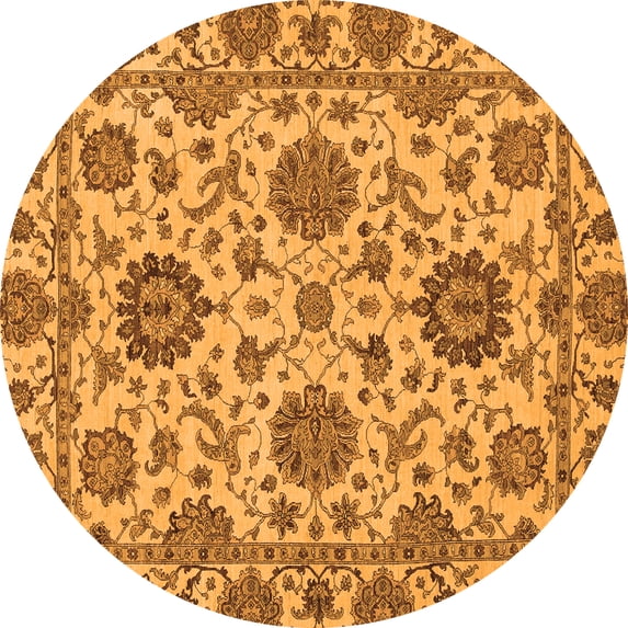 Ahgly Company Indoor Round Oriental Orange Traditional Area Rugs, 7' Round