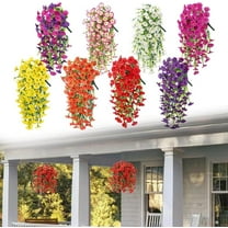 2 Pack Artificial Morning Glory Flowers, UV Resistant Hanging Artificial Morning Glory Vine, Silk Fake Plants Hanging Basket for Spring Outdoor Wedding Yard Garden Decor, Hot Pink