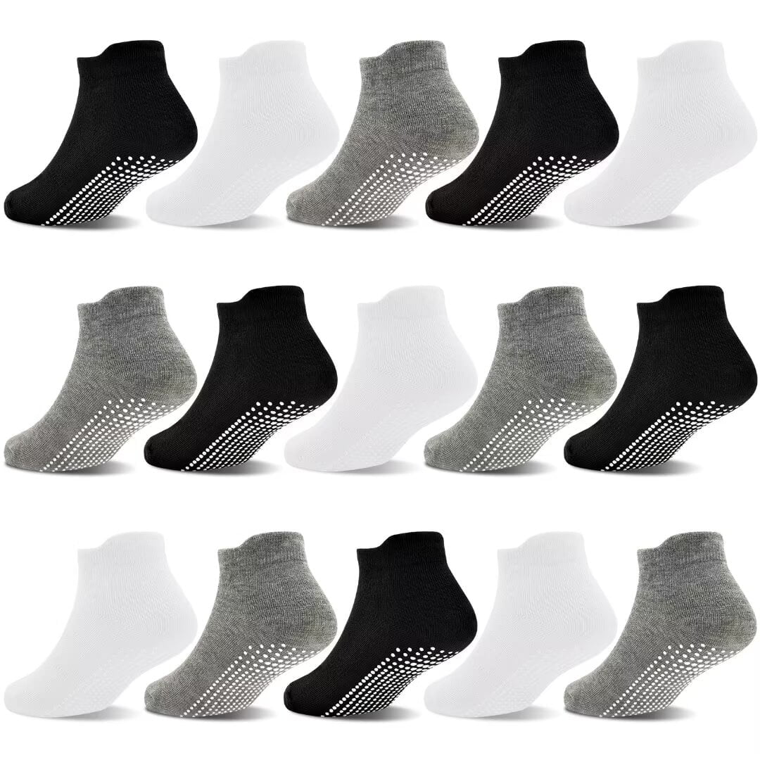 Tphon 15-Pack Non-Slip Toddler Ankle Socks