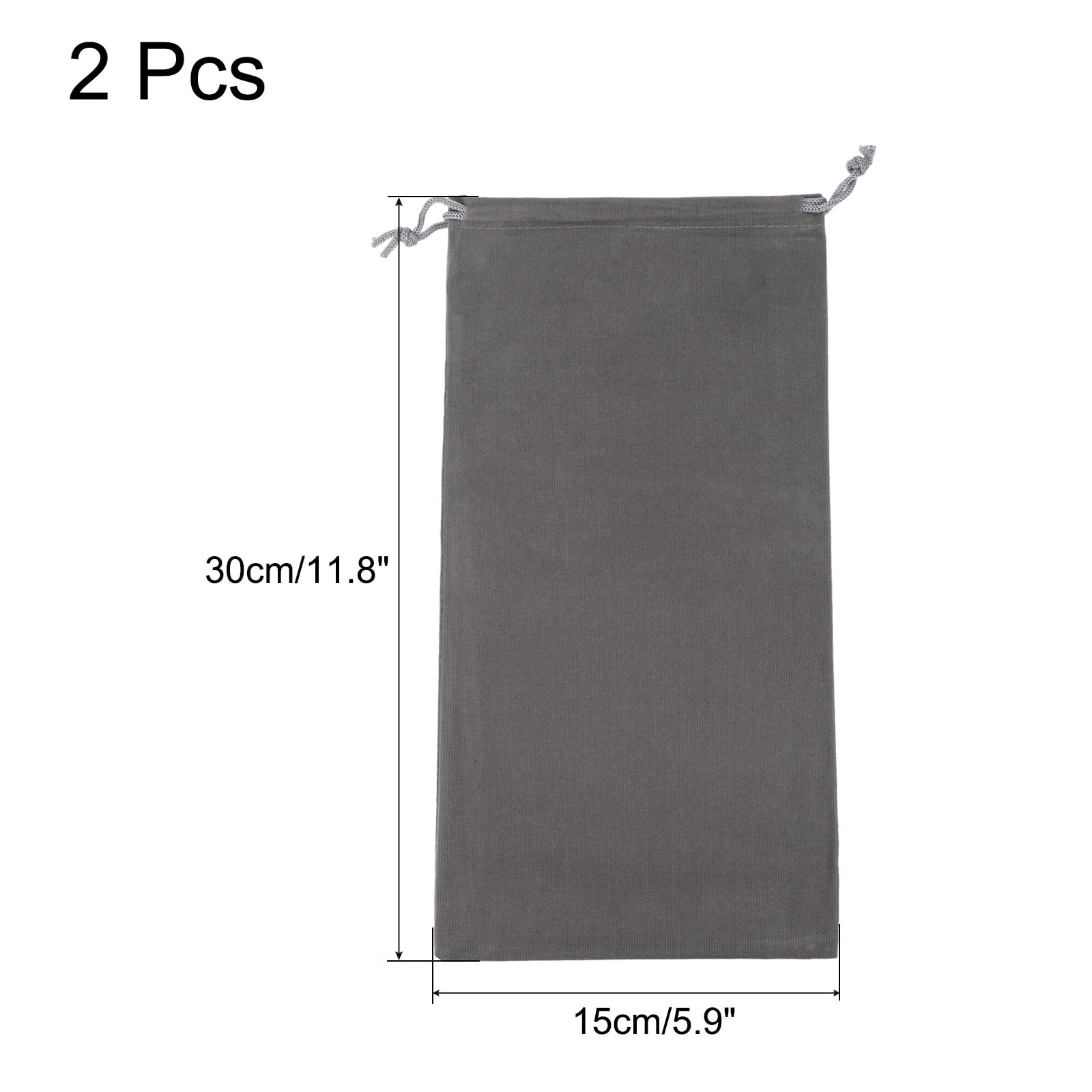 Unique Bargains Microfiber Pouch Storage Drawstring Gift Bags Gray 15x30