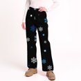 thumbnail image 7 of Women's Christmas Snowflakes and Trees Print Plush Pajama Pants, Soft and Comfortable Home Wear Trousers for Winter, Casual Sleepwear with Elastic Waist,Black,M, 7 of 7