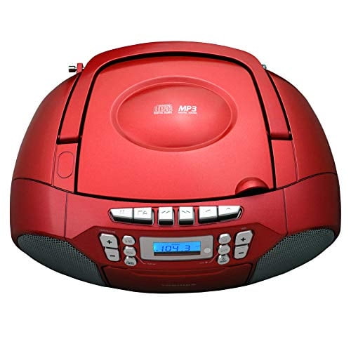 Toshiba ty-ckm39 (r) mp3 mp3 cassette boombox con estéreo AM/FM e entrada aux Metallic Red