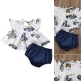 thumbnail image 1 of Nouveau-né Bébé Fille Hauts Floraux Robe Shorts Pantalons Vêtements Ensembles, 1 of 4