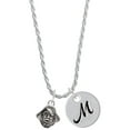 thumbnail image 1 of Delight Jewelry Silvertone Small Pirate - Mascot Silvertone Script Initial Disc - M - Charm Necklace, 20"+3", 1 of 4