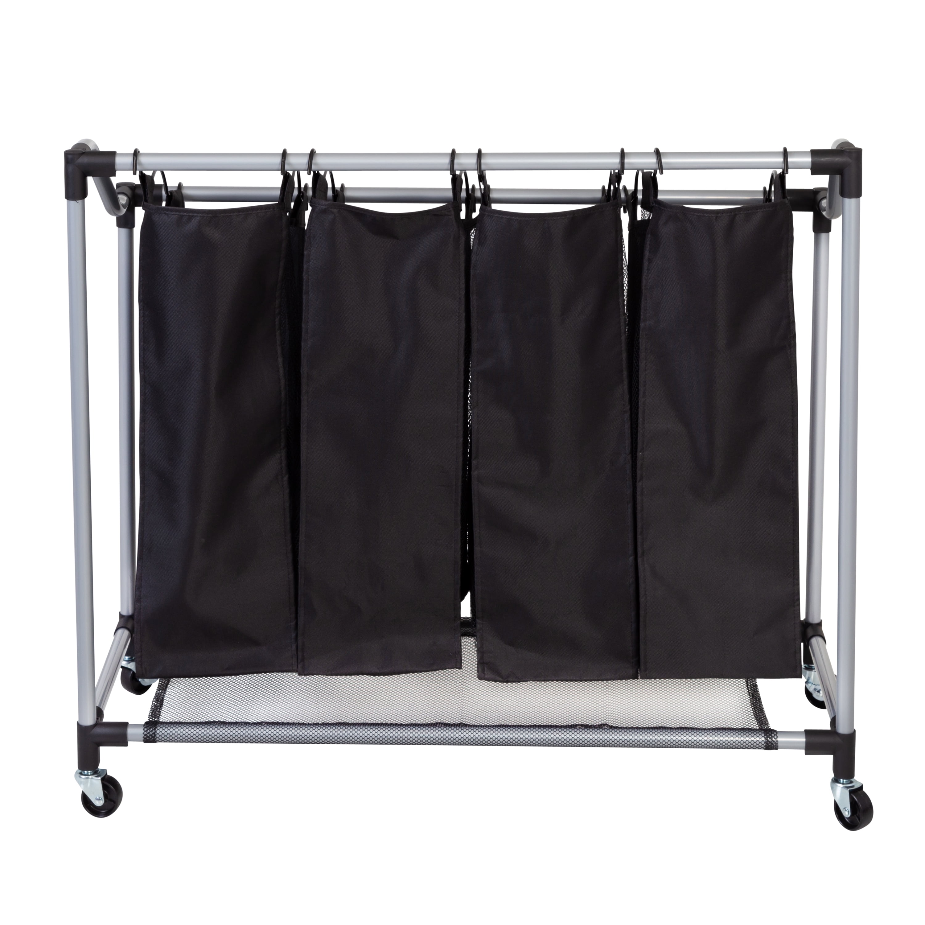 Heavy Duty Black/Gray Details about   Deluxe Quad Laundry Sorter with Removable Bags 