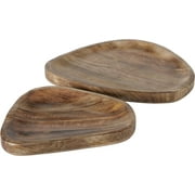 Farmers Market Wood Plates, Set of 2, Food Safe, Mango Wood, Silky Smooth Finish, 15 and 12 Inches, Table Top Serveware