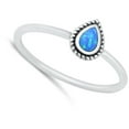 thumbnail image 4 of CHOOSE YOUR COLOR Blue Simulated Opal Promise Tear Drop Ring .925 Sterling Silver Band CZ Female Size 9, 4 of 4