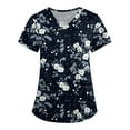 thumbnail image 2 of Uniform Scrubs for Women,Floral Print Scrub Tops - Side Pocket Design for Nurses & Healthcare Workers - Navy - XXL, 2 of 5