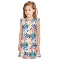 thumbnail image 1 of Fotbe Colorful Chameleons Vestido de Dormir para Niñas de 3 a 10 Años, Mangas Cortas, Estilo Princesa, Pijama Camisón con Mangas Voladas-Large, 1 of 6