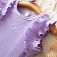 thumbnail image 6 of Ulitacool Girl Clothing Sleeveless Summer Ruffle Top With Bow Print Skirt Two Piece Coordinated Wear Classic Round Neck Outfits 12-18 Months Purple, 6 of 8