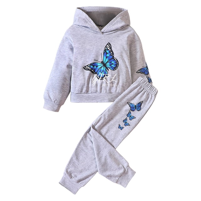Gibobby Conjunto de pantalones para niños Tops y pantalones estampados de manga larga para niñas pequeñas, conjunto de 2 uds de ropa de otoño para niños(Gris, 2-3 Años)