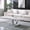 Silver White, variant on 47"L Diamond Base Coffee Table, Stainless Steel Mirror Finish, Marble-Look Top for Modern Living Room