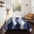 thumbnail image 4 of Navy Blue Tapestry for Bedroom Wall Hanging Tapestry, Modern Moire Abstract Ripple Geometric Ceiling Backdrop Tapestries Poster Blanket Wall Decor for Teens Room Living Room Dorm 55" x 73", 4 of 8