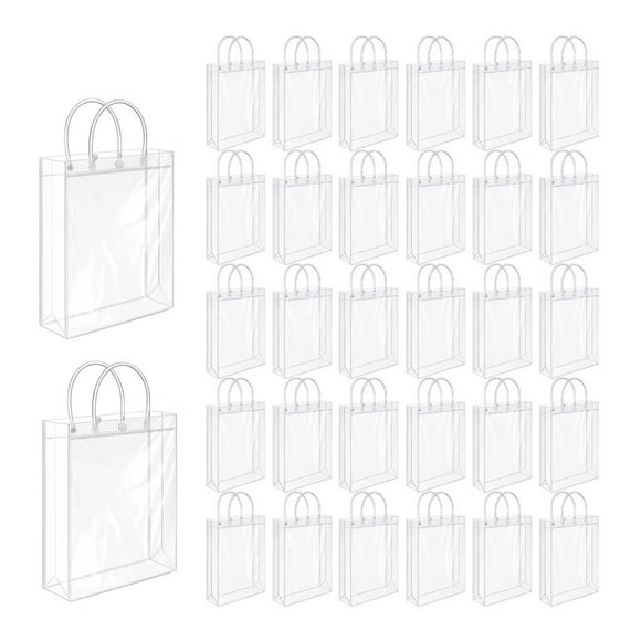 Paquete de 50 Bolsas de Regalo Transparentes con Asas, Bolsas de PVC Reutilizables A Granel, Bolsas de Regalo Transparentes