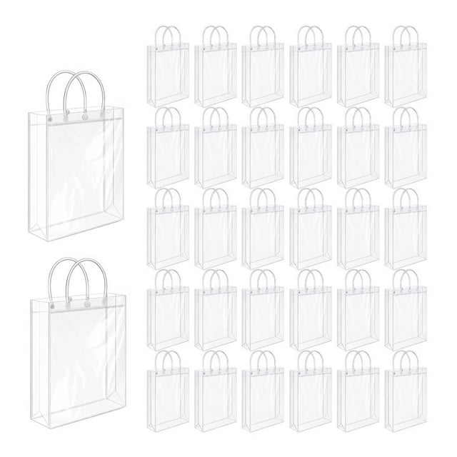 Paquete de 50 Bolsas de Regalo Transparentes con Asas, Bolsas de PVC Reutilizables A Granel, Bolsas de Regalo Transparentes
