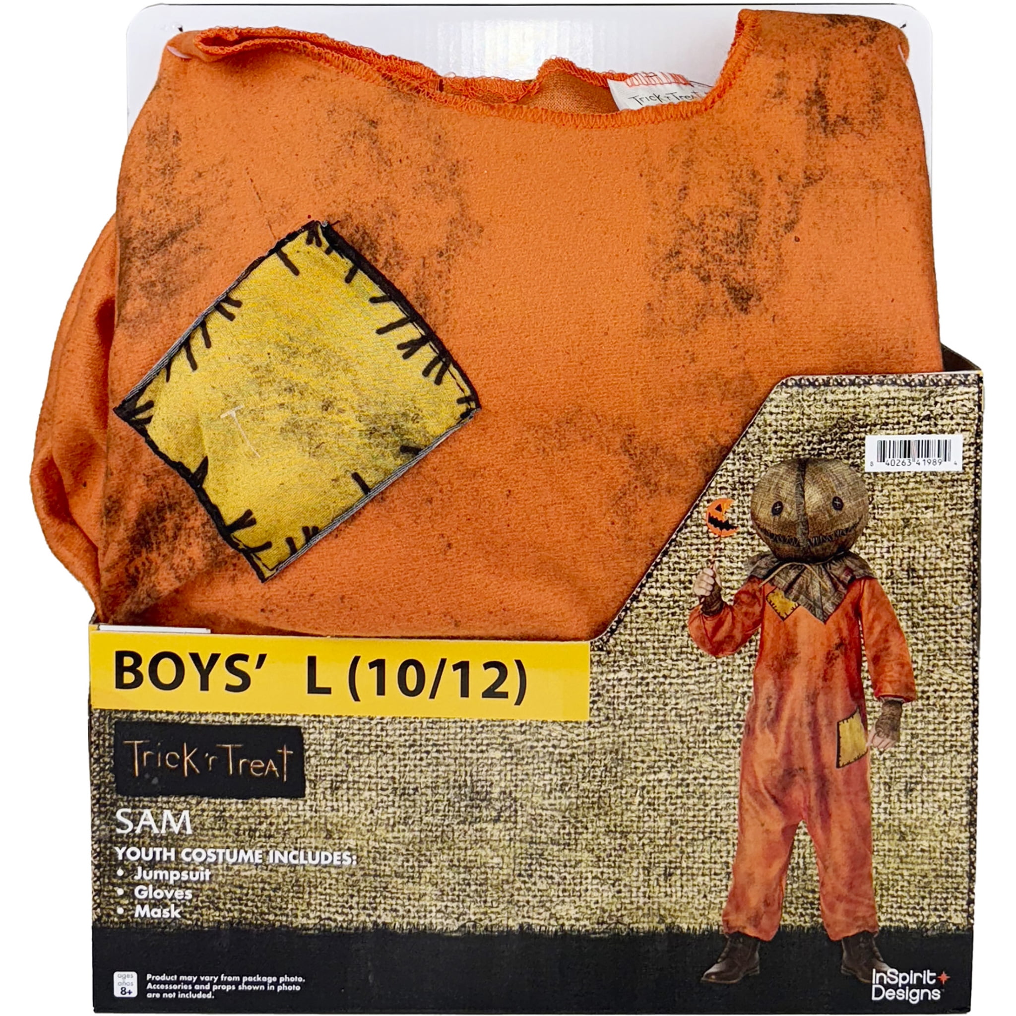 Trick r Treat Sam 3pc Halloween Costume for Children, Boy's Size L (10/12), by Inspirit Designs