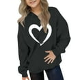 thumbnail image 2 of Atogsazn Children's Girls Valentine's Day Hoodies Kids Long Sleeve Pullover Swearshirt Loose Fit Tops Clothing 04-Black 11-12 Years Fashion, 2 of 5