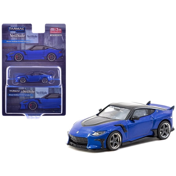 Nissan VeilSide FFZ400 Fairlady Z RHD Blue Metallic with Black Top "Global64" Series 1/64 Diecast Model by Tarmac Works