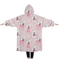 thumbnail image 2 of Oversized Wearable Blanket Hoodie,Doodle Poodle Image Sherpa Blanket Hoodie with Super Pockets,Super Warm Fuzzy Pullover for Women & Men, 2 of 6