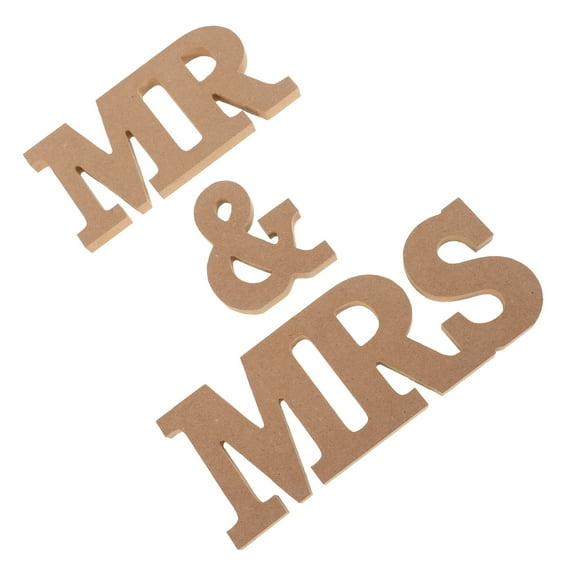 OUNONA  Mr and Mrs Wooden Sign Bridal Shower Celebration Stand Bridegroom Khaki
