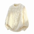 thumbnail image 3 of Qulqfy Pullover Mens Sweater White Casual Ripped Knit Crew Neck Long Sleeve Fashion Winter Fall Sweater Mens Shirts XL, 3 of 8