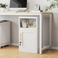 thumbnail image 3 of Steel Nightstand Cabinet with Locked Door and Adjustable Shelf, Under Desk Metal Storage Cabinet with Open Countertop, Storage Cabinet Can be Used for Sidetable, File Cabinet, End Table White, 3 of 5