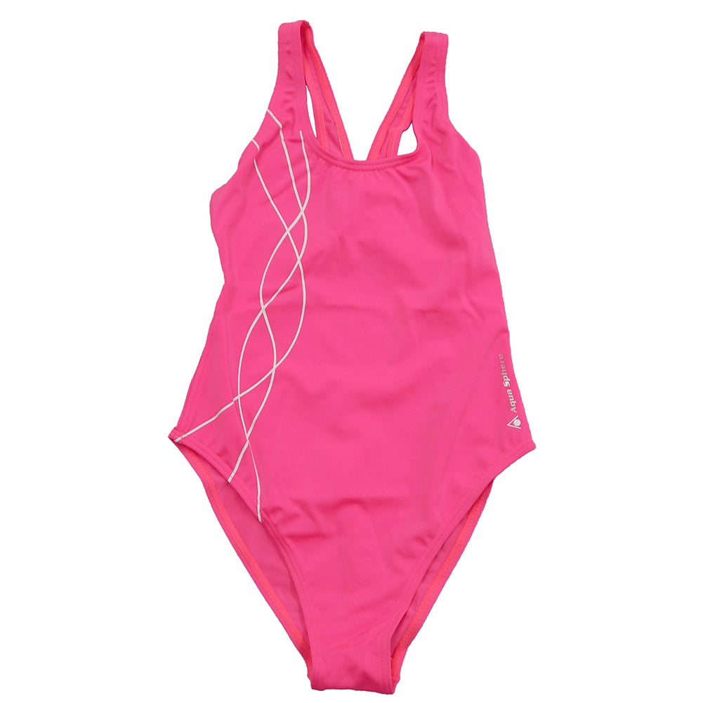 Aqua Sphere Lily Girls One Piece Swimsuit, Bright Pink/White, Size 16Y ...