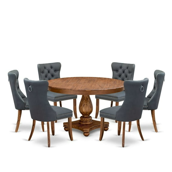 Luxe by East West Furniture 7-Piece Dining Table Set In Light Beige Color