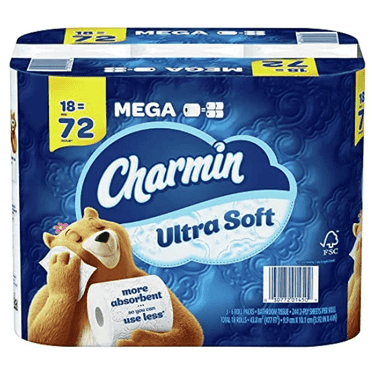 Charmin Ultra Soft Toilet Paper, 18 Mega Rolls = 72 Regular Rolls, 18 Count