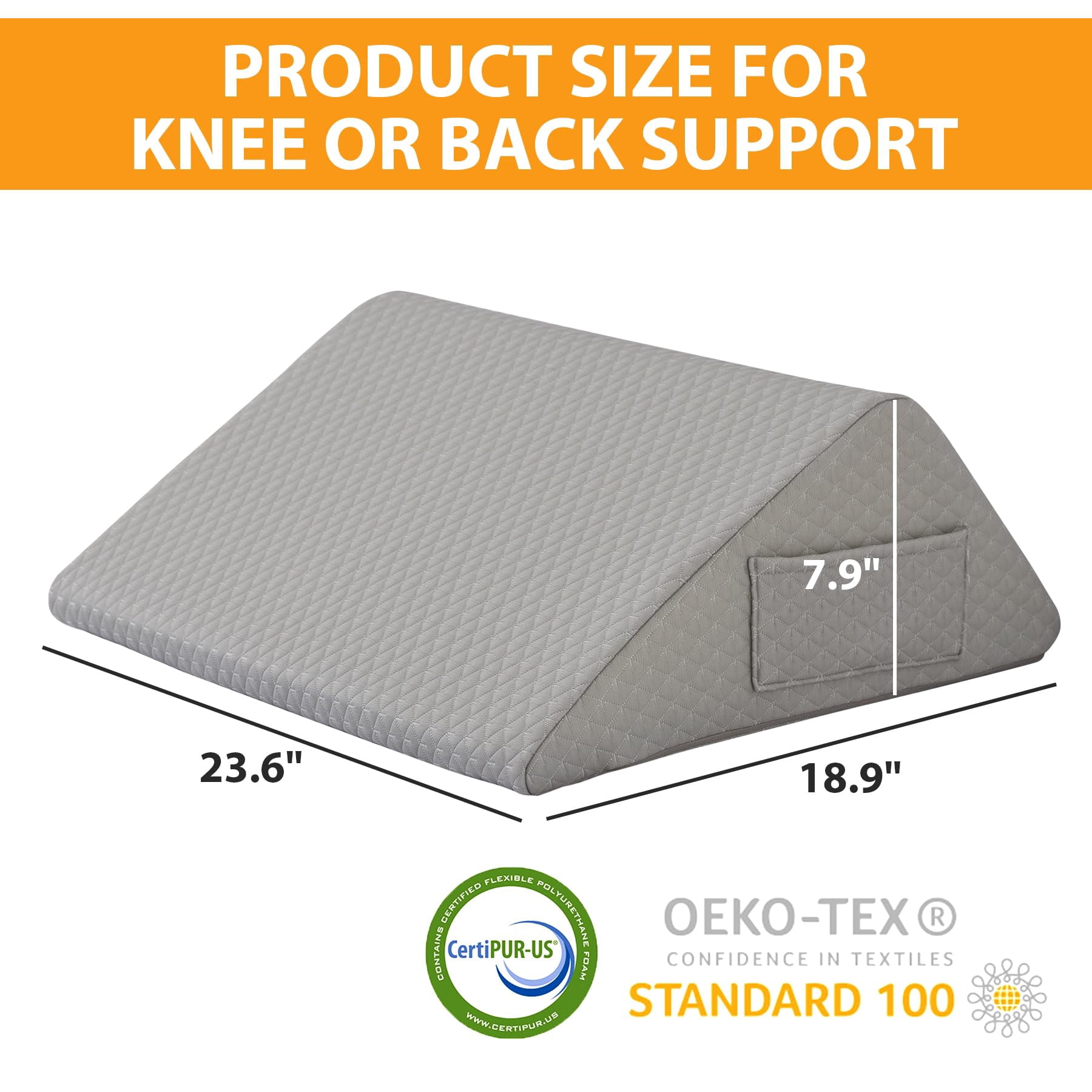 Pillow For Sleeping  8" Wedge To Elevate Leg Triangle Elevation Pillows After Grey