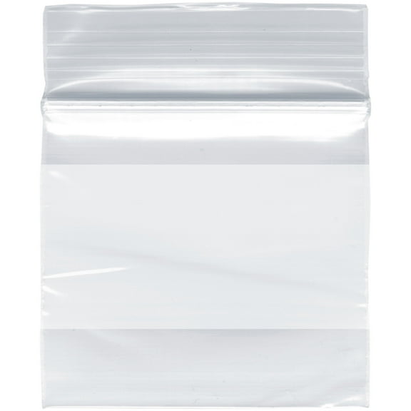Plymor 2" x 2" (Pack of 500), 2 Mil with White-Block Zipper Reclosable Plastic Bags