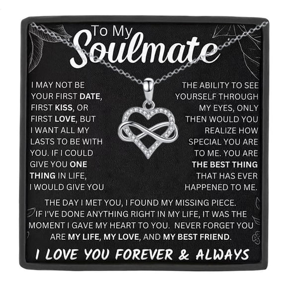 MASALADI To My Soulmate Necklace, Infinity Heart Pendant Jewelry Gift for Anniversary Birthday Christmas