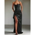 thumbnail image 3 of Women'S Ruffled Satin Spaghetti Strap Ball Gown Bridesmaid Dress Long, 3 of 6