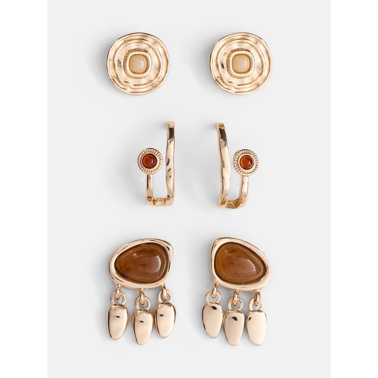 Scenario Gold-Tone Mixed Stud Earrings Set, 3-Pair photo 1