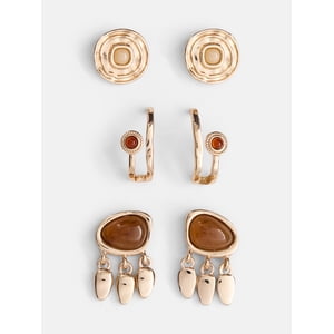 Scenario Gold-Tone Mixed Stud Earrings Set, 3-Pair