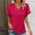 thumbnail image 3 of Mittory Women's Short Sleeve T Shirts V Neck Decorative Button Shirts Ribbed Basic Henley Fit Summer Tops, 3 of 8