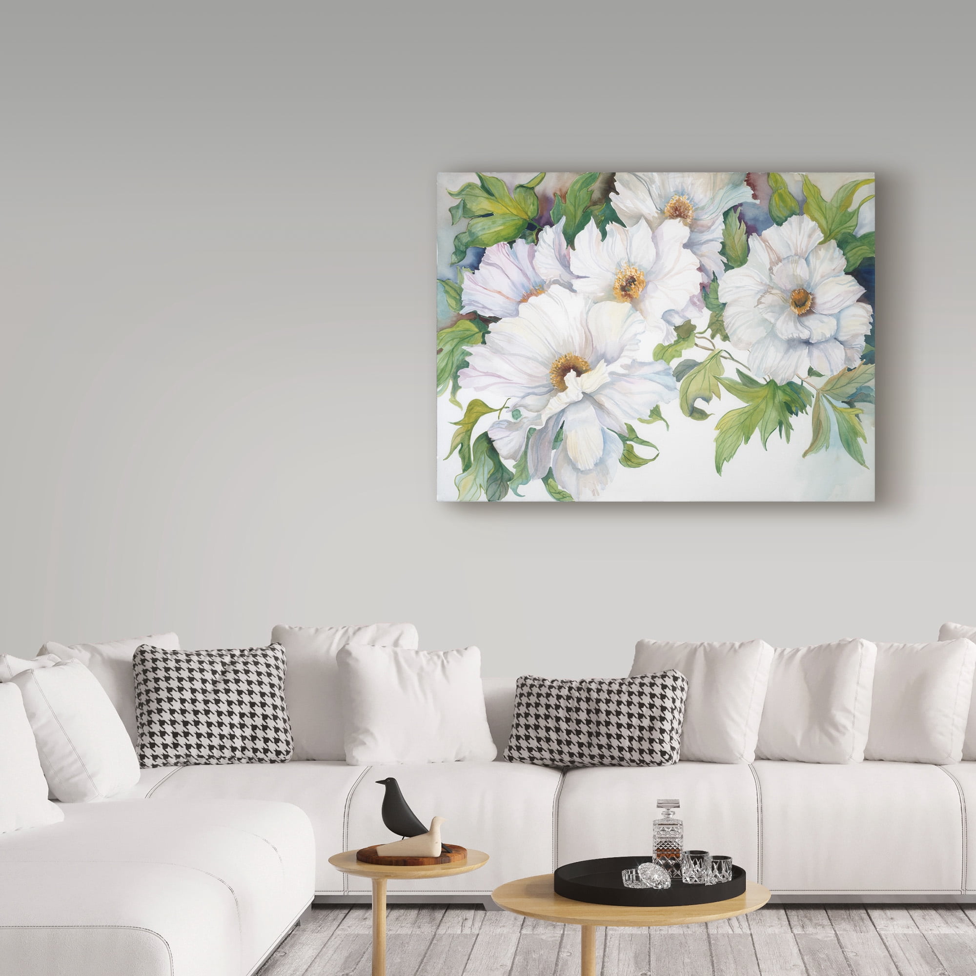 Trademark Fine Art 'White Peonies' Canvas Art by Joanne Porter
